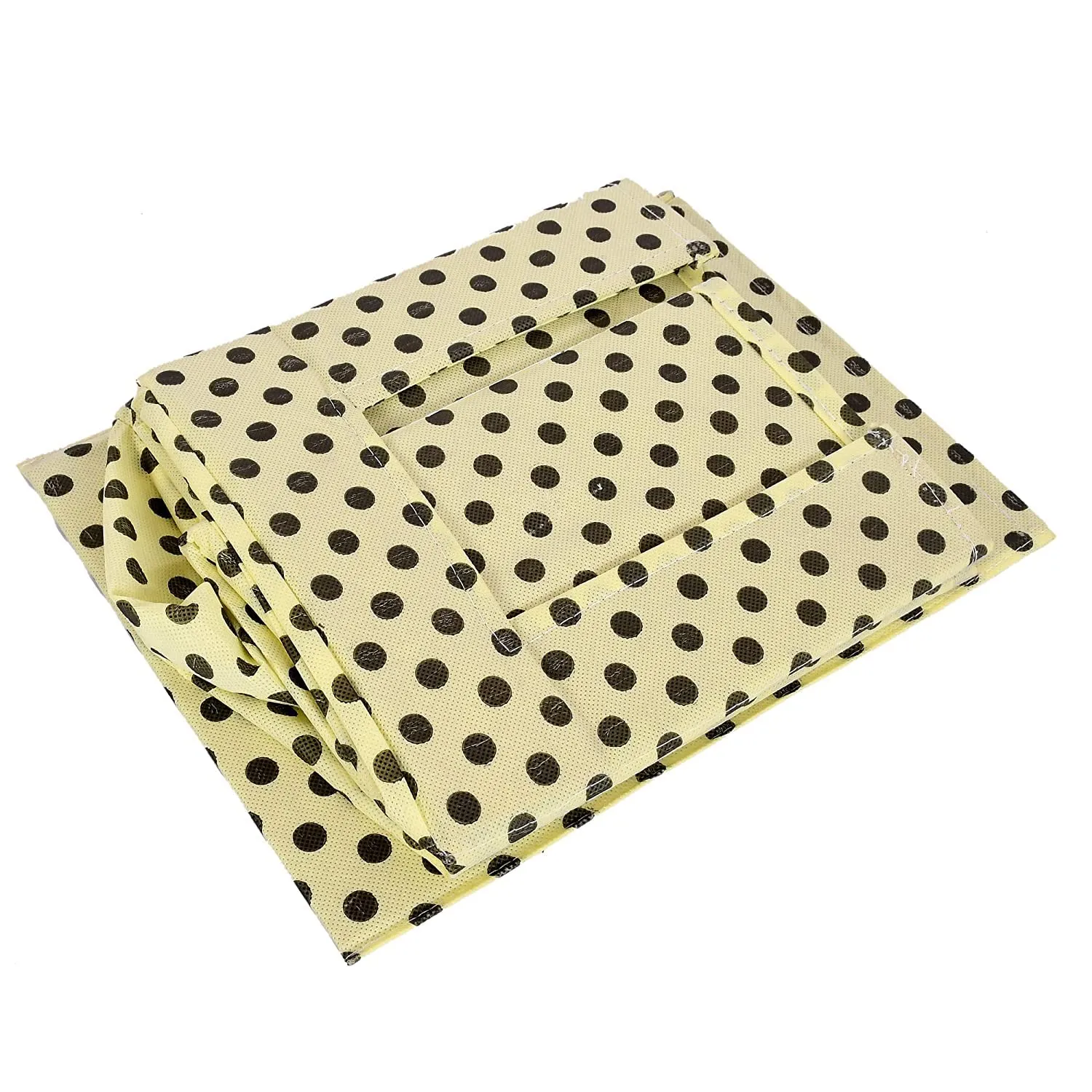 Heart Home Dot Printed Non-Woven Foldable Shirt Stacker Closet Organizer With Handles- Pack of 2 (Cream & Black)-HS43HEARTH26558